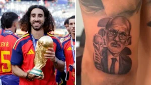 Cucurella Gets Tattoo of Spain Coach Luis de la Fuente After Fulfilling World Cup Promise